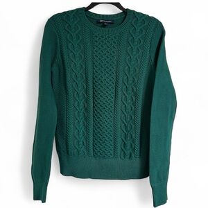 Brooks Brothers Teal Green Cable Knit Crewneck‎ Sweater, S
